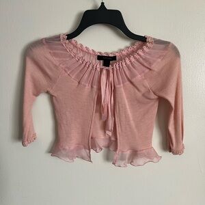 00’s Express Light dusty  Pink Sheer Ruffle cardigan